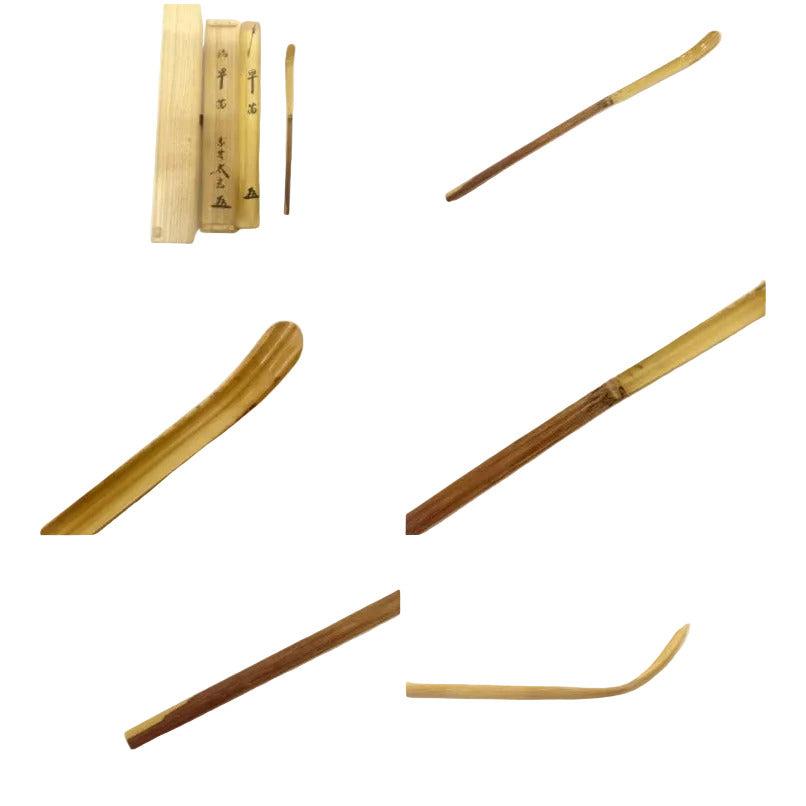 Collage of a wooden tool with measurements on a white background