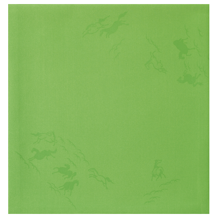 Green Yuzen Silk Fukusa featuring the Year of the Horse (2026), handcrafted by Kitamura Tokusai.