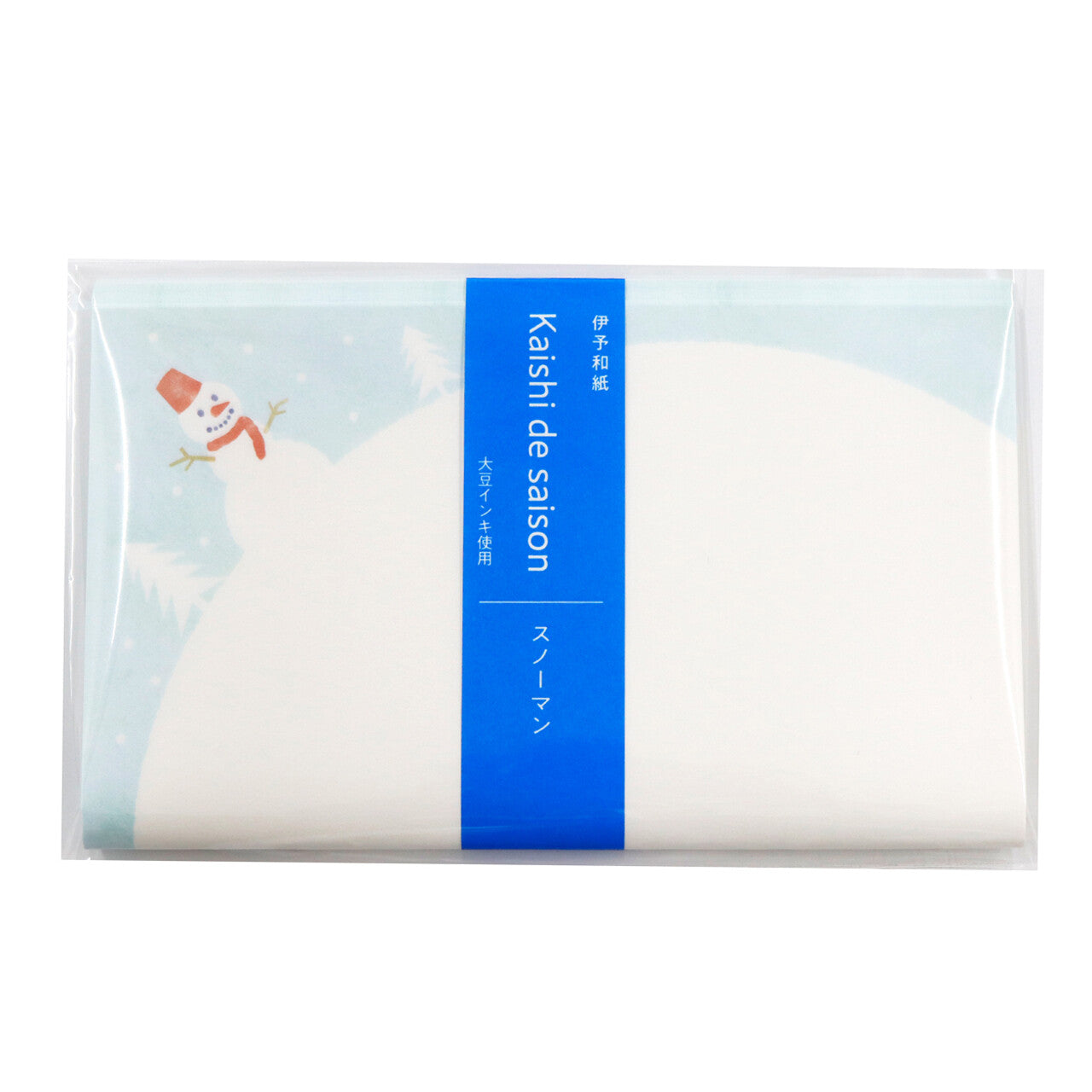Packaged product with a snowman illustration and 'Kaishide saison' branding on a white background