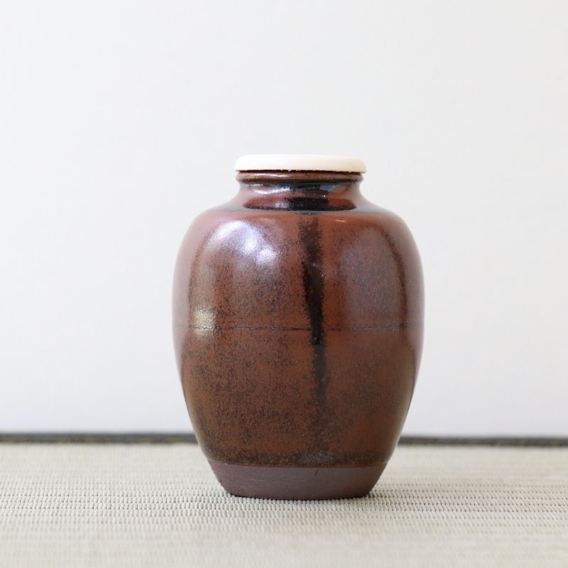 Japanese Seto glazed tea caddy Chaire