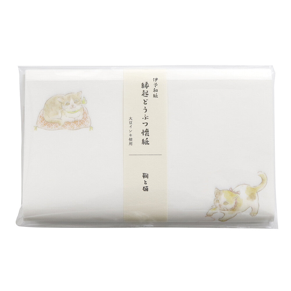 Packaged product with cat illustrations on a white background