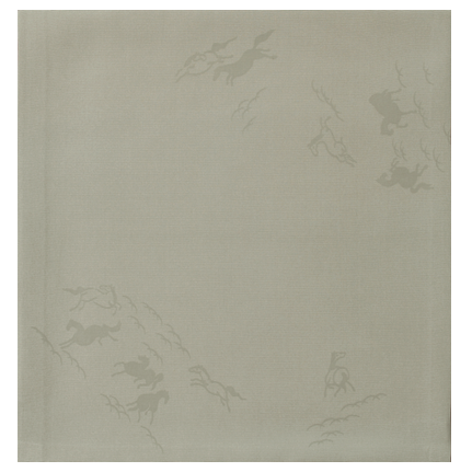 Gray Green Yuzen Silk Fukusa featuring the Year of the Horse (2026) pattern by Kitamura Tokusai.