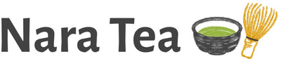 Nara Tea logo with a bowl of green tea and a whisk on a white background