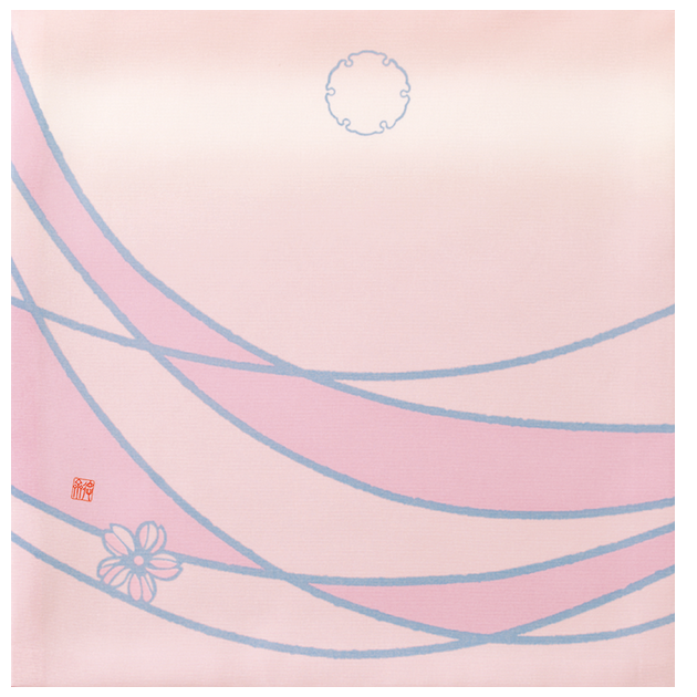 Pink Yuzen Silk Fukusa "Mei" by Kitamura Tokusai, Kyoto handmade pure silk tea ceremony cloth.