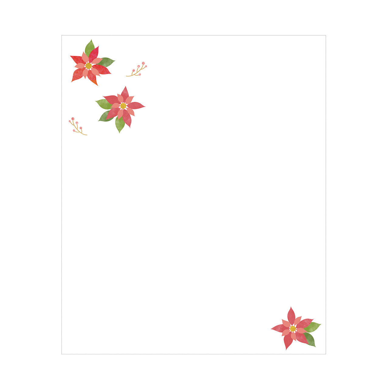 Three poinsettia flowers on a white background