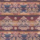 Decorative fabric with floral pattern and multicolor stripes