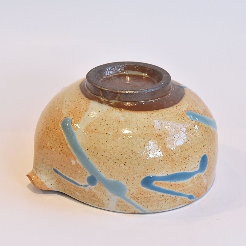 Ceramic bowl with blue accents on a white background