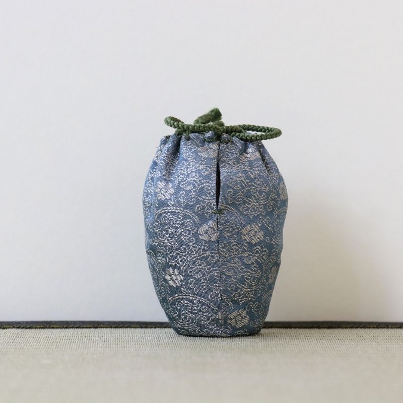 Japanese tea ceremony shifuku textile with Teika Donsu Shifuku for koicha (thick matcha) tea utensils