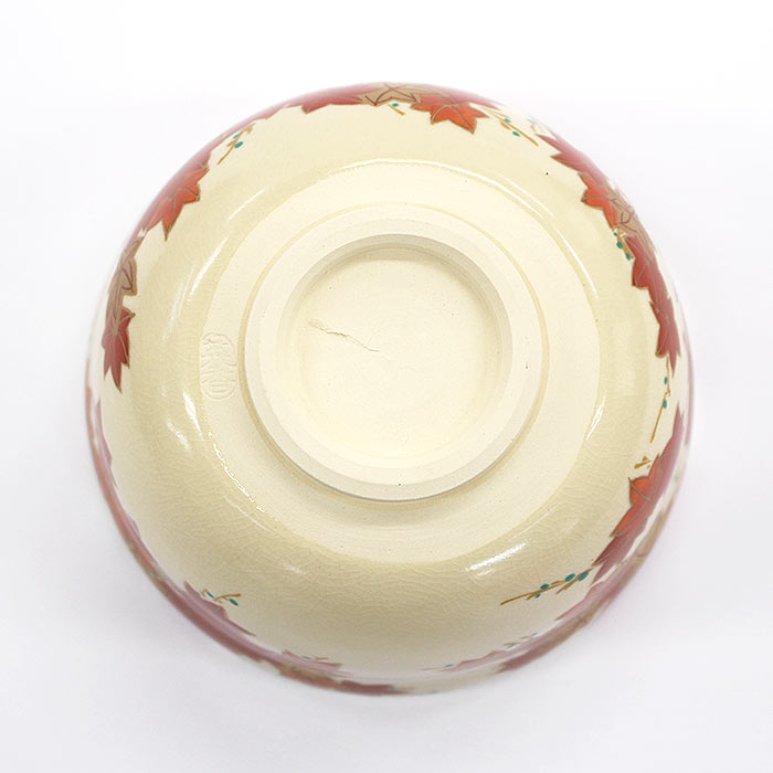 Bottom view of the Eika Miyaji matcha bowl showing its raised ceramic foot