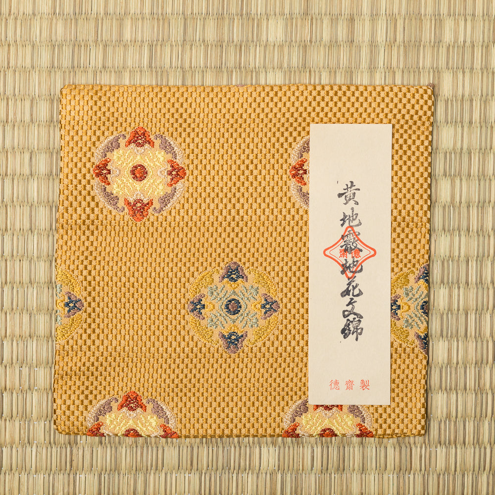 Japanese Nishijin silk kobukusa inspired by Shosoin textiles with traditional geometric and floral motifs