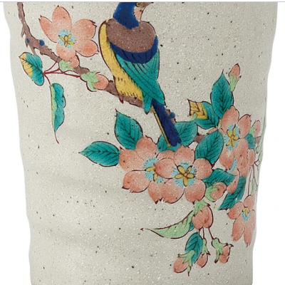 blue bird sakura teacup kutani ware
