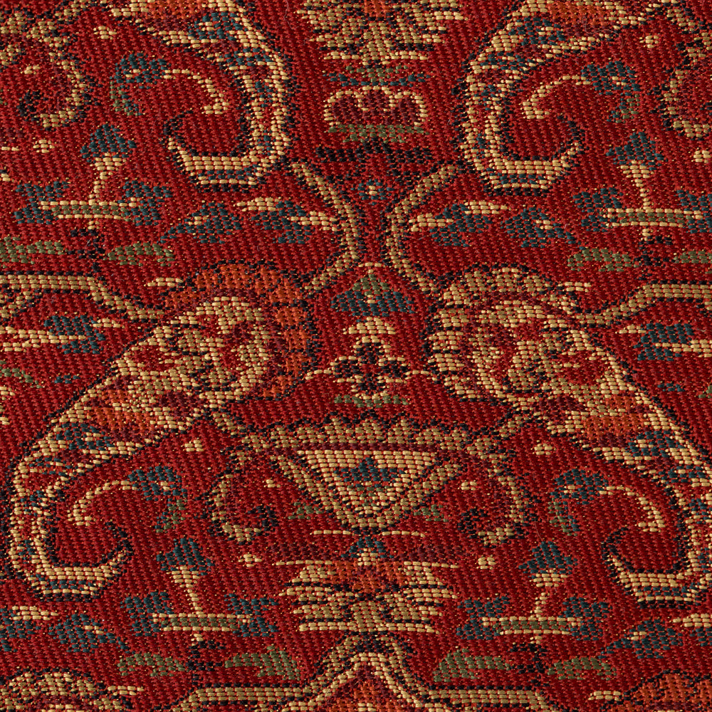 Detailed view of the symmetrical paisley and geometric brocade pattern on Perusha (Persia) Nishiki Kobukusa.