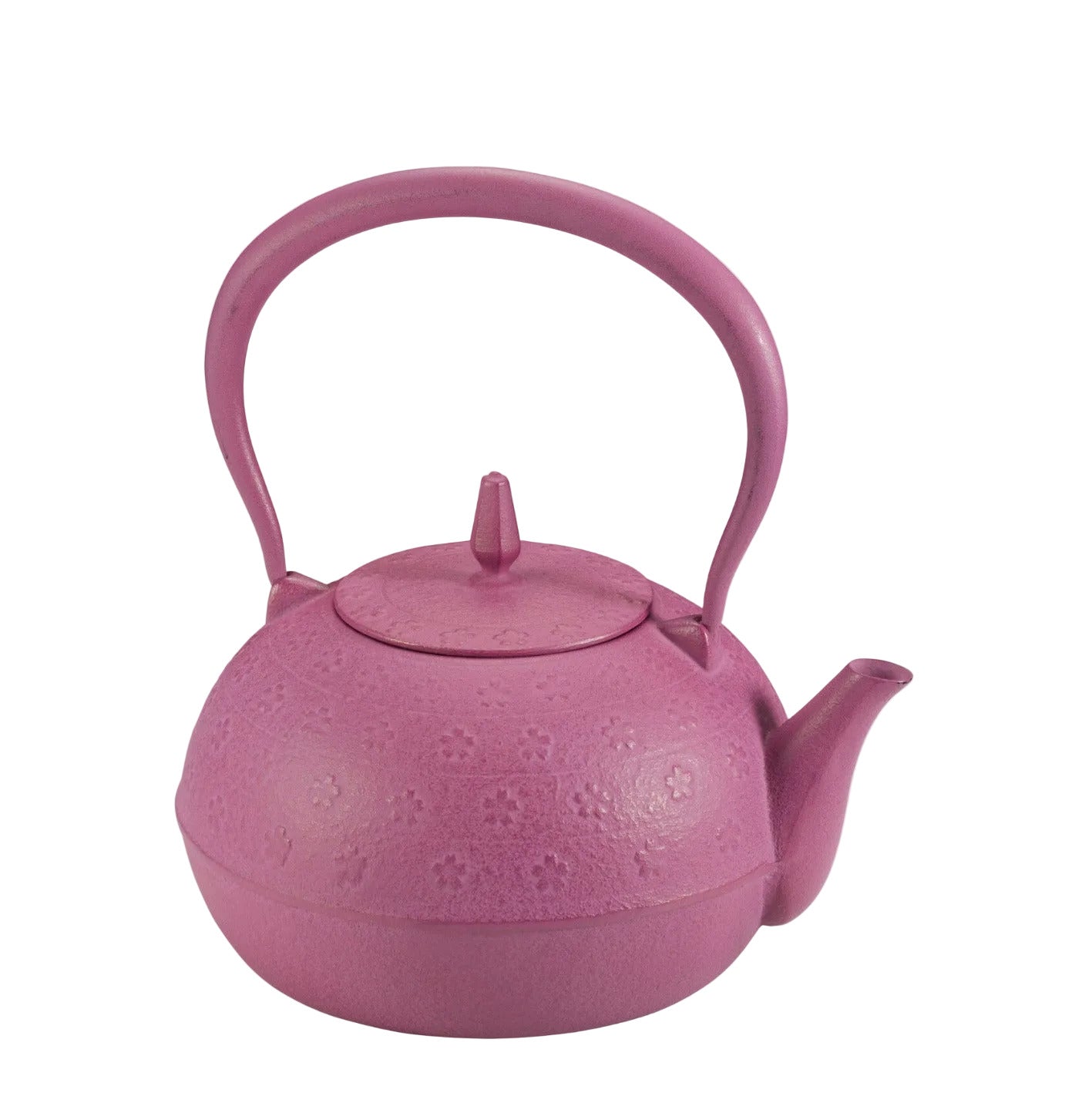 Pink teapot with decorative patterns on a white background