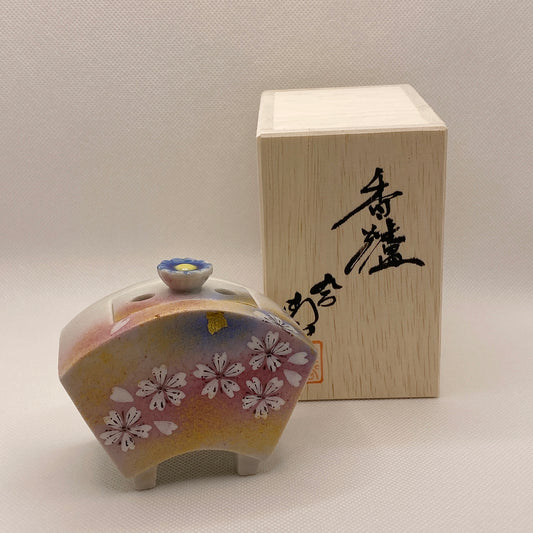 九谷焼 香炉 花の舞 Kutani Incense Stand Flower Dance