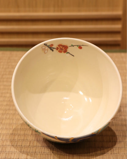 Snake-Pine, Bamboo, and Plum &nbsp;Kyo Ware Matcha Tea Bowl