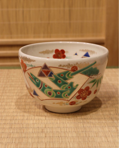 Snake-Plum Kyo Ware Matcha Tea Bowl