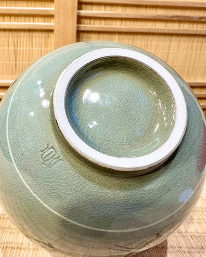 Celadon Tea Bowl with Cranes