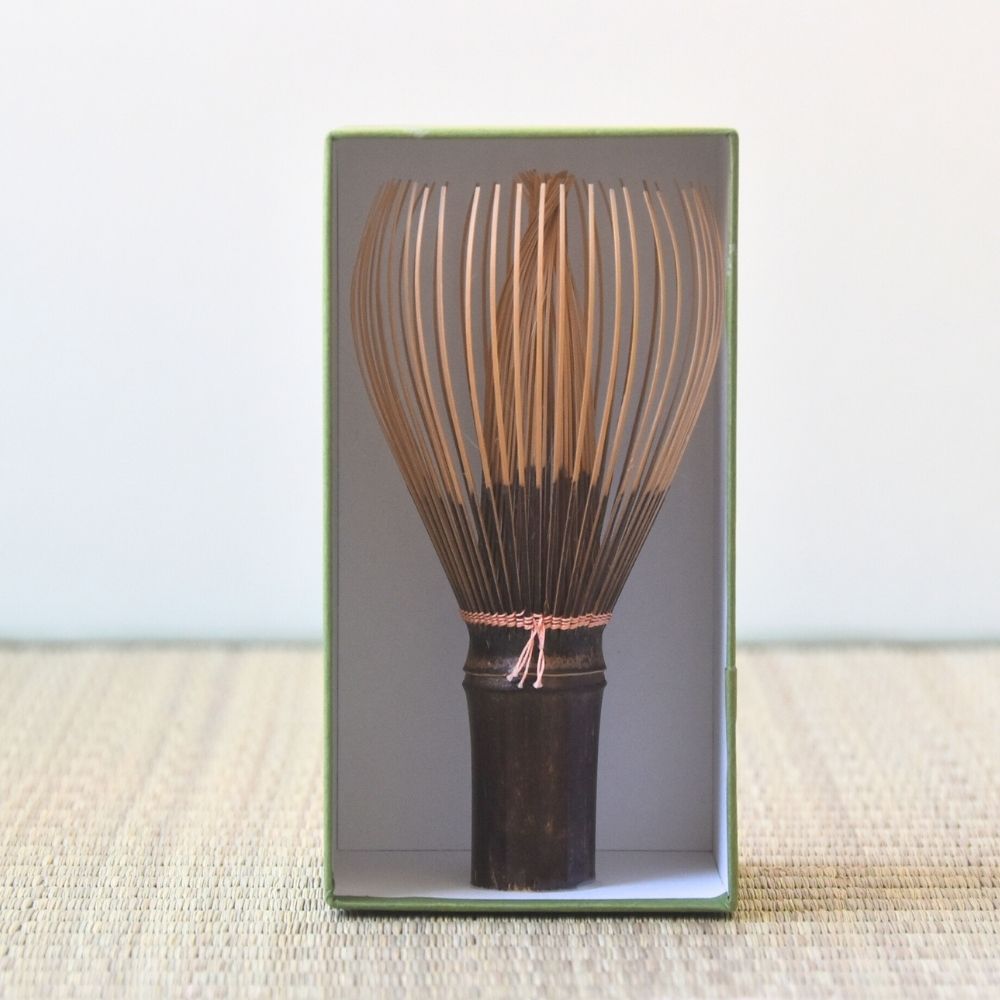 Black Bamboo Whisk Coral Thread Kurotake Takayama Chasen for