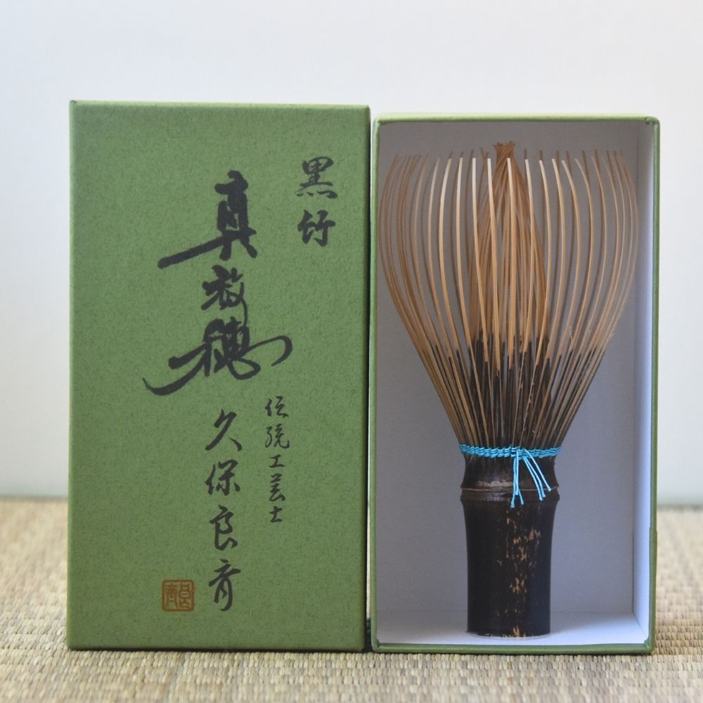 Black Bamboo Whisk Aqua Blue Kurotake Takayama Chasen for Matcha