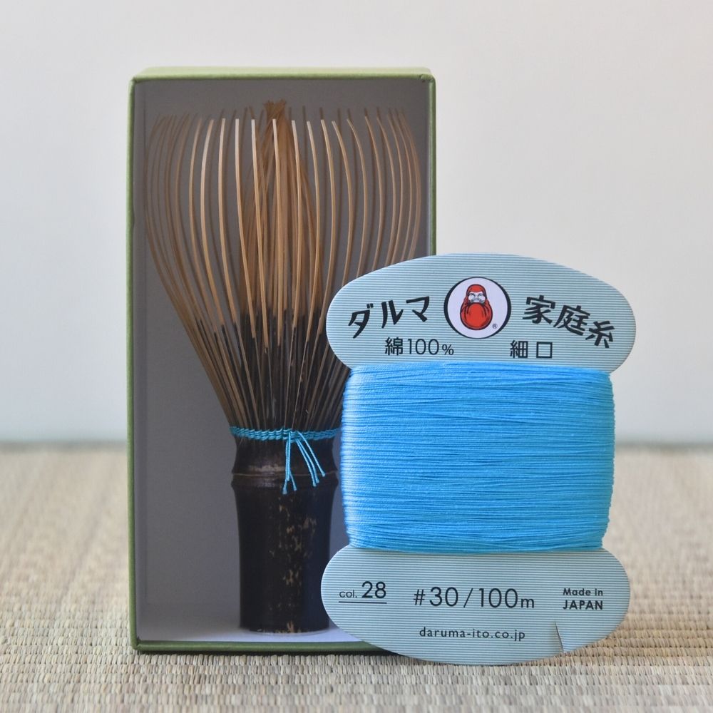 Black Bamboo Whisk Aqua Blue Kurotake Takayama Chasen for Matcha
