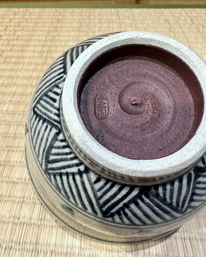 Crackle Glaze Tea Bowl with Crane Matcha Tea Bowl（USED）