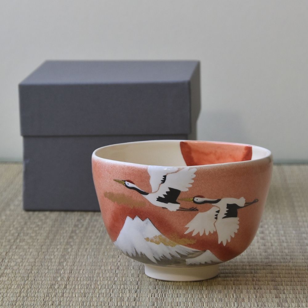Golden Sunrise with Cranes Matcha Bowl – Nara Tea Co.