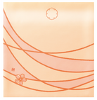 Silk Cloth with abstract orange lines and floral elements on a peach background