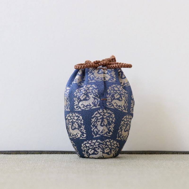 Japanese tea ceremony shifuku textile with  Hana Usagi for koicha (thick matcha) tea utensils