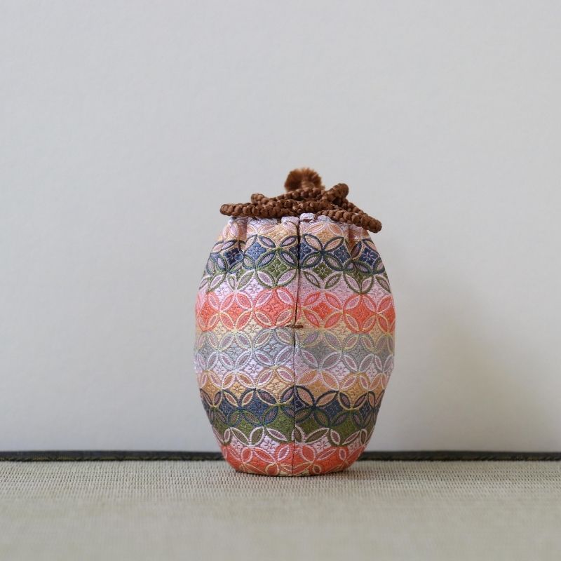 Japanese tea ceremony shifuku textile with Shippo-mon pattern for koicha (thick matcha) tea utensils
