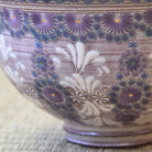 Close-up of a ceramic bowl with floral patterns