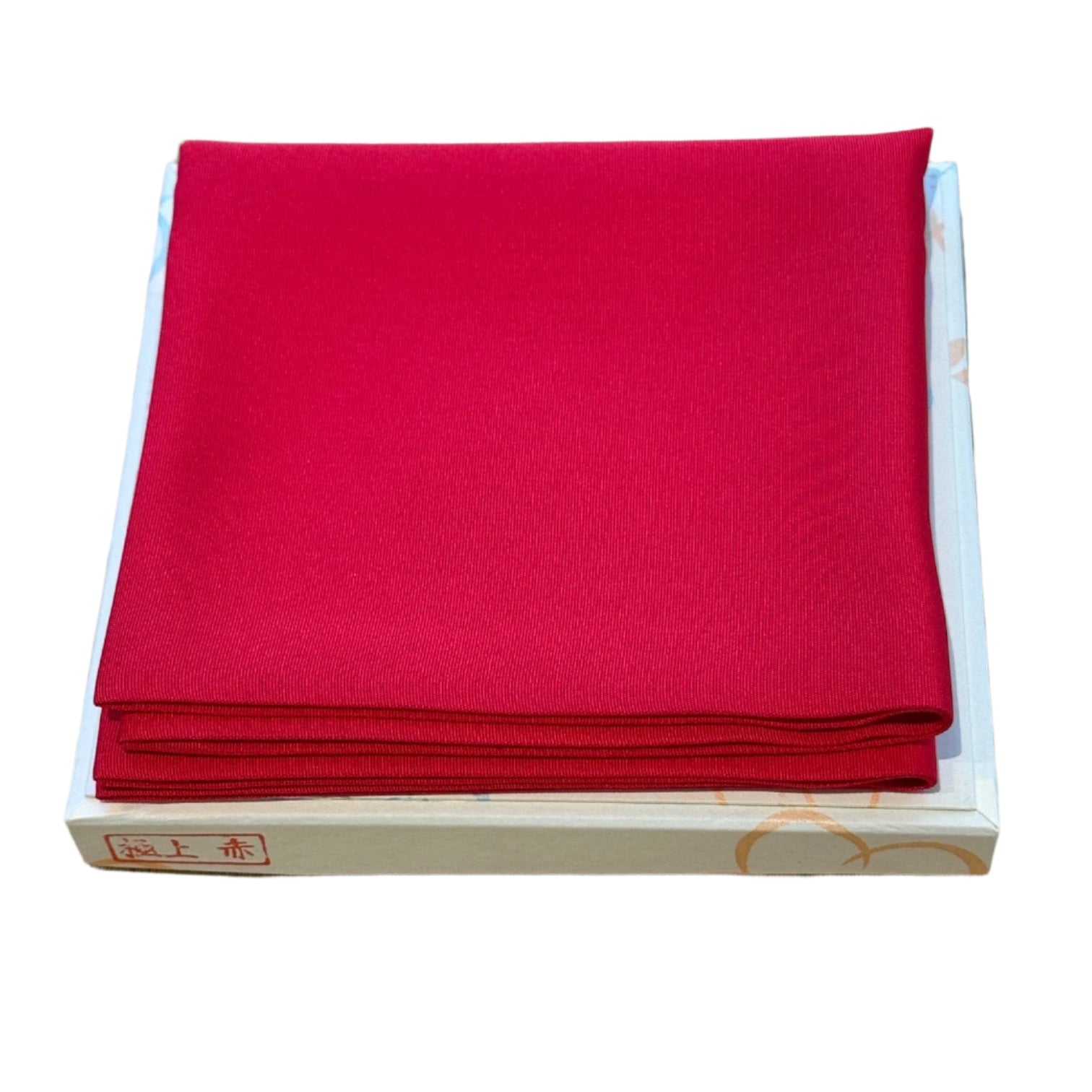 Red Silk Fukusa Gokujo handcrafted in Kyoto by Kitamura Tokusai for Urasenke and Omotesenke tea practice.