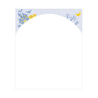 Blank greeting card with decorative border featuring a castle, moon, and stars on a light blue background.