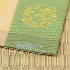Close-up of the Nishijin silk weave and checkered dragon motif on Koushi-ji Maruryu Soukamon Donsu Kobukusa.