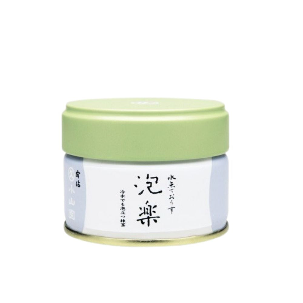 Small matcha container with a green lid of marukyu koyamaen