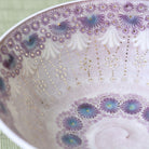 Close-up of the foot and underside of the handcrafted Morisato Touraku Hira Chawan