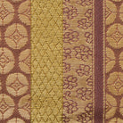 Detailed view of the geometric pattern and kinran gold brocade woven into Murasaki Ji Osaka Shokkin Kinran Kobukusa.