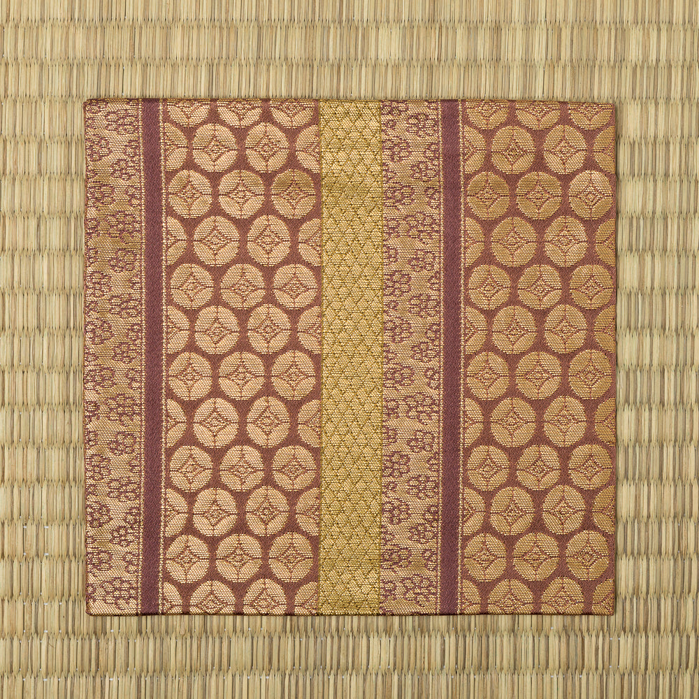 Murasaki Ji Osaka Shokkin Kinran Kobukusa showing the traditional Nishijin silk weave.