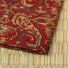 Close-up of the Nishijin silk weave and Persian-inspired paisley pattern on Perusha (Persia) Nishiki Kobukusa.