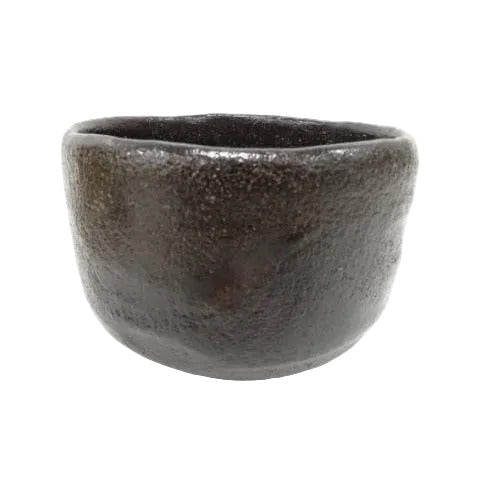 Black ceramic cup on a white background