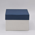 Blue and white paper storage box included with the Yoshimura Raku-nyu Flying Cranes matcha bowl.