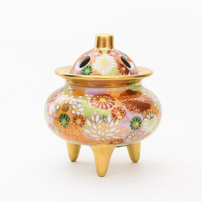 Kutani Incense Stand Flower Gold