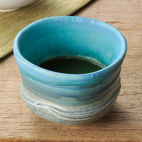 Marusho Turquoise Blue Small Nodate Matcha Tea Bowl 丸正トルコ青 野点 抹茶碗 美濃焼 日本製