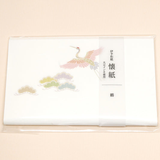 Tsuru Crane, Rice Paper for Tea Ceremony l 懐紙 伊予和紙  鶴