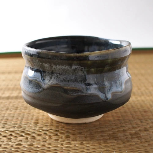 Black Unofunagashi Matcha Bowl 黒うのふ流し  抹茶碗 美濃焼 日本製