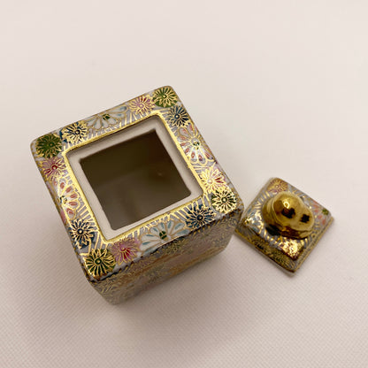 九谷焼 香炉 金花詰 Kutani Incense Stand Gold Flower