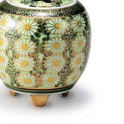 Kutani Incense Stand Chrysanthemum Gourd