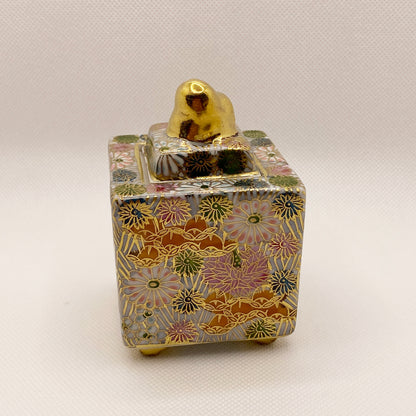 九谷焼 香炉 金花詰 Kutani Incense Stand Gold Flower