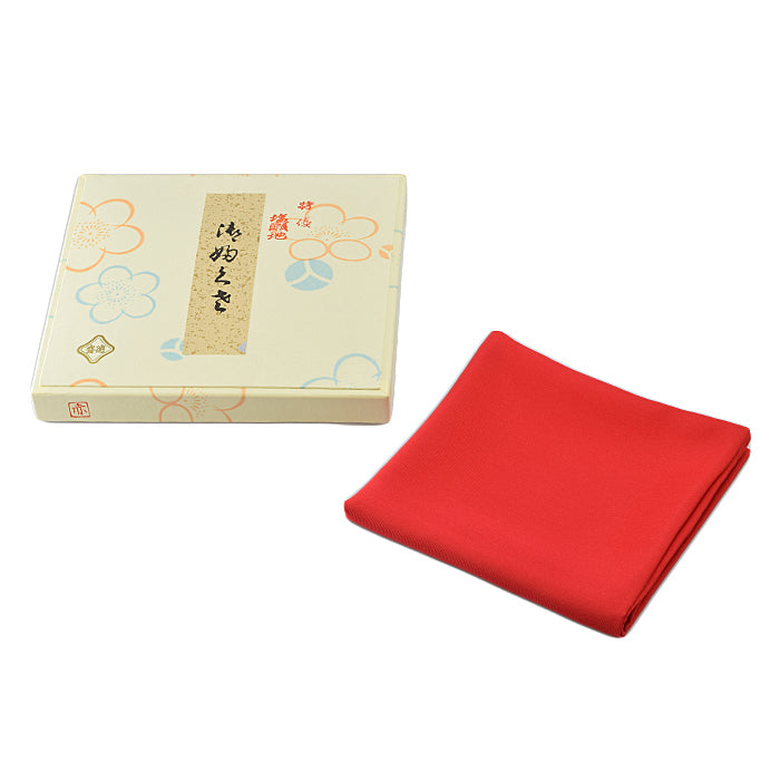 Red TOKUYU Silk Fukusa Cloth for Matcha Tea Ceremony, Urasenke and Otemae, handcrafted in Kyoto